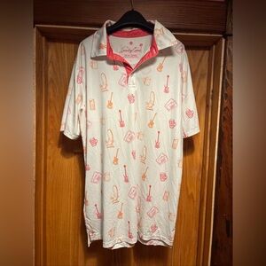 Sunday Crew Golf Polo Shirt Mens Large White Beers Brats Stretch Performance UPF